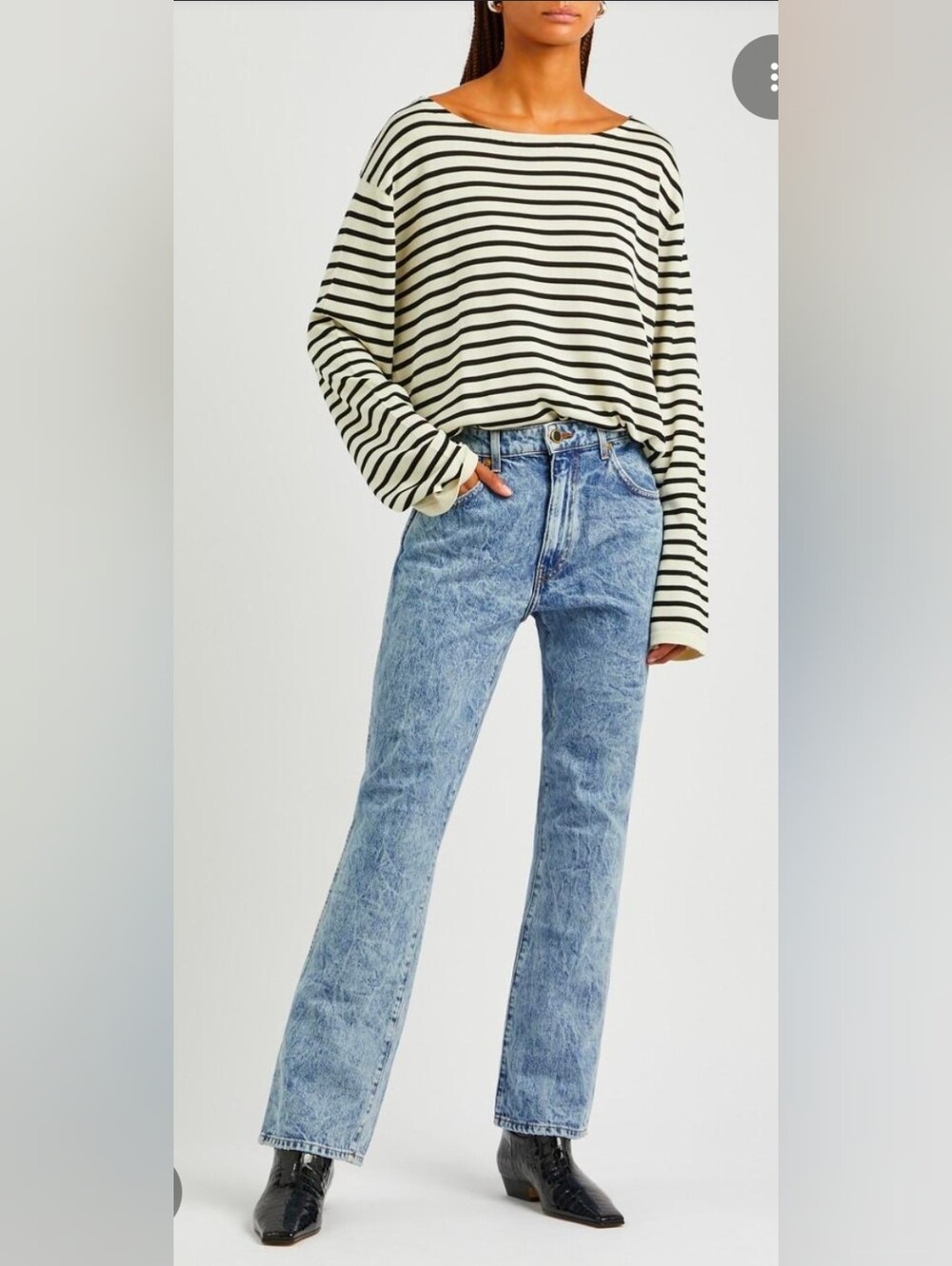 KHAITE Vivian Acid Wash Jeans Bootcut Slim Leg, Sz 25